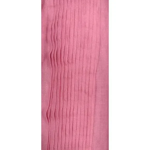 Talbots Pleated Pink Top 100% Linen Short Sleeve Medium - Picture 4 of 9
